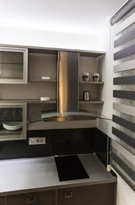 a kitchen with a stainless steel counter top at Apartment Nevena in Belgrade
