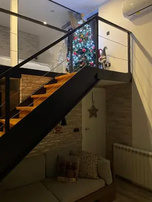 a living room with a christmas tree and a couch at Ritual splav in Belgrade