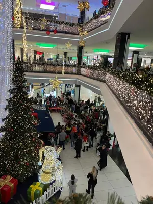an overhead view of a shopping mall with a christmas tree at istanbul apartment 1 in Belgrade