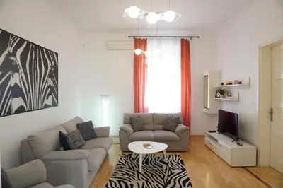 a living room with a couch and a tv at 2 BDR NEW Wake up in Belgrade for 5 in Belgrade