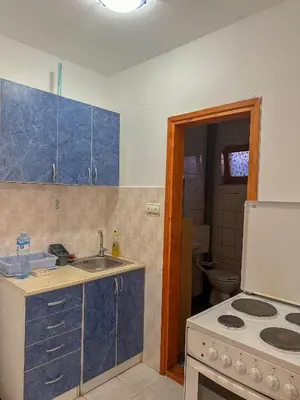 a kitchen with a sink and a stove top oven at Orhideja in Belgrade