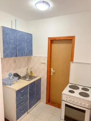 a kitchen with a sink and a stove at Orhideja in Belgrade
