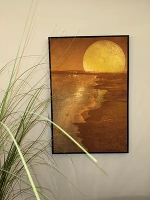 a painting of the ocean on a wall at Romero Velvet Nights in Belgrade