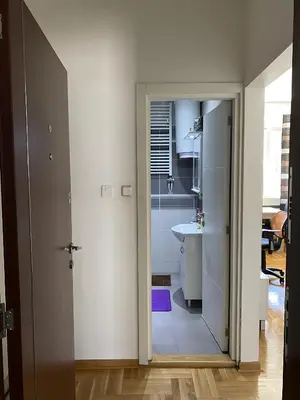 a bathroom with a sink and a toilet in a room at Skadarlija Square in Belgrade