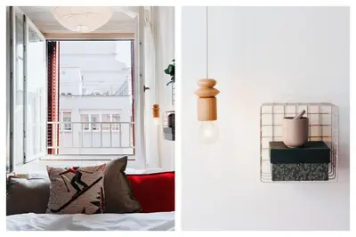 a living room with a bed and a window at Sweet Nest 100m2 with Terrace Old Town Renovated in Belgrade