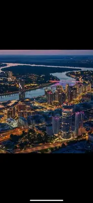 an aerial view of a city at night at BW Vista studio M&M - free parking in Belgrade
