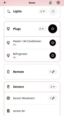 a screenshot of a cell phone screenshot of the air controller at Ada Smart Apartment in Belgrade