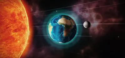 an image of the earth and a moon orbiting the sun at Koliba28 in Stari Banovci