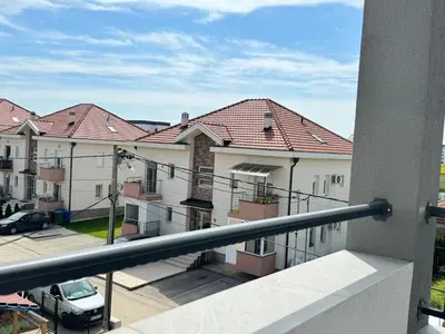 a view of a building from a balcony at airport Belgrade 2bedrooms in Surčin