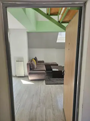 a living room with a couch in a room at Central Park Rooms in Belgrade