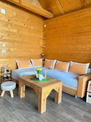 a living room with a couch and a coffee table at Bird of Paradise in Belgrade