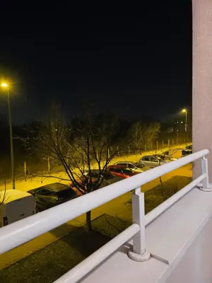 a view of a parking lot at night at Sorelle in Belgrade