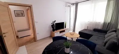 a living room with a couch and a table at Apartman Vojvoda in Belgrade