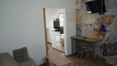 a living room with a couch and a tv on a wall at Jacuzzi Sensation in Belgrade