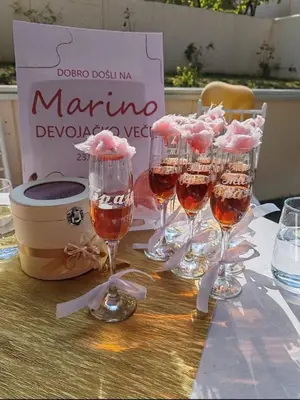 a group of wine glasses sitting on a table at Hopovske Terase in Irig