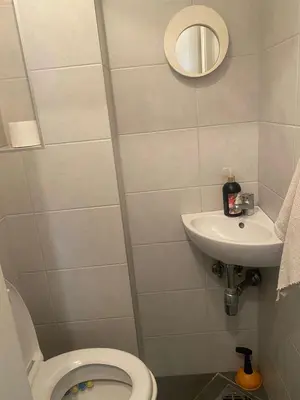 a bathroom with a toilet and a sink at Apartman Lux in Belgrade