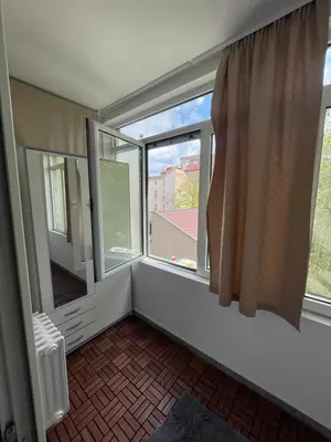 a room with a large window with a view at Apartment Duchess in Belgrade