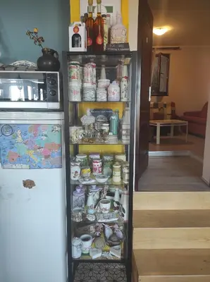 a refrigerator with its door open with food inside at HostelChe Guest House in Smederevo