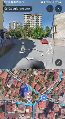 a collage of two pictures of a street with a car at Dunav centar 7 in Smederevo