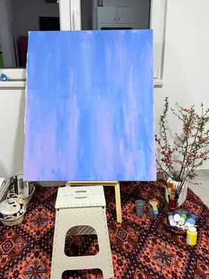 a painting on top of a table with a painting at Belgrade Airport single bed in Surčin