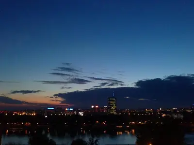 a view of a city at night with the sky at Belgrade Serbia apartment in Belgrade