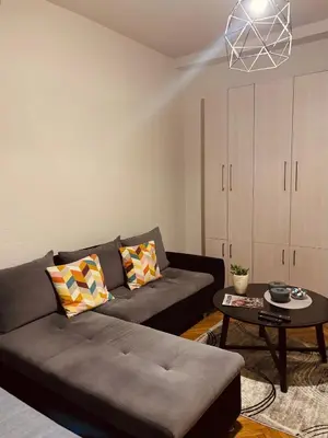 a living room with a couch and a table at Old town Belgrade in Belgrade