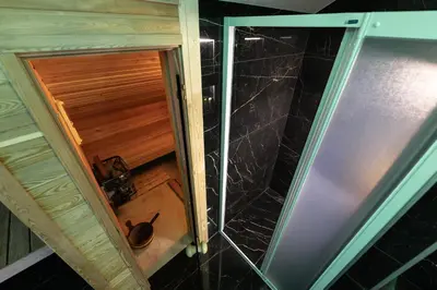 an overhead view of a wooden door in a room at Oaza Apartmani Jakovo APOLON SPA in Jakovo