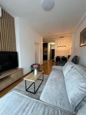 a living room with a couch and a tv at Loyal 1 in Arandjelovac