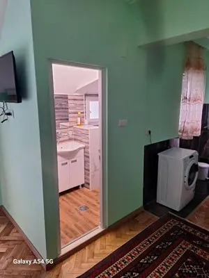 a room with a mirror and a room with a toilet at Dream 9 in Belgrade