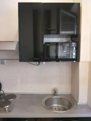 a kitchen with a sink and a microwave at Adagio 7 in Belgrade
