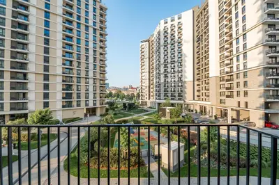 a view from a balcony of tall buildings at BW Simfonija 1 in Belgrade