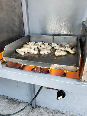 a bunch of chickens cooking on a grill at Nasa kuca in Gročanska Ada