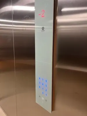 a door of a refrigerator with a control panel at K-District Apartment Charlie in Belgrade