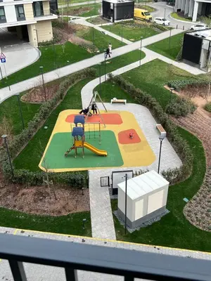 an aerial view of a park with a playground at BW Simfonia Apartman 407-whit free garage parking in Belgrade