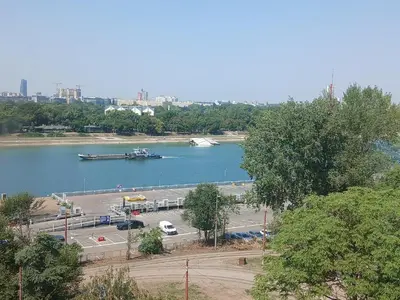 a large boat in a large body of water at Kalemegdan in Belgrade