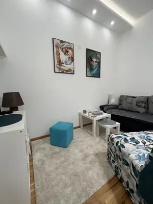 a living room with a bed and a couch at Forests nest in Belgrade