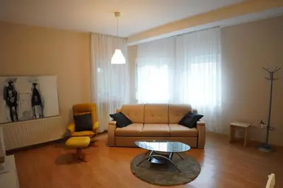 a living room with a couch and a table at Apartmani Kula - Apartman 2 in Novi Banovci