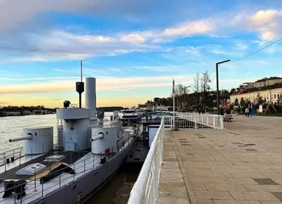 a group of boats docked at a dock at - WHITE - white&black Apartmans-Free parking- in Belgrade