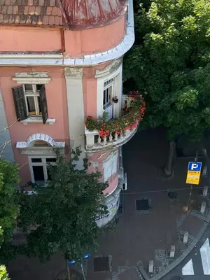 an overhead view of a building with flower boxes on it at The View That Never Gets Old - Kalemegdan in Belgrade