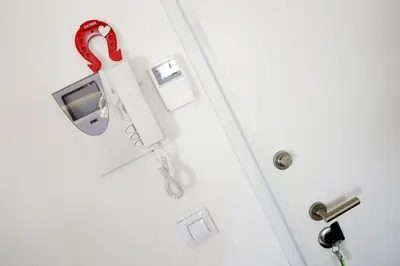 a door with a christmas candy cane on it at 3BD Luxury Apartment in New Belgrade whit parking in Novi Beograd