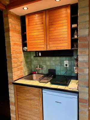 a kitchen with a sink and a counter top at Tiny Home L&B in Belgrade
