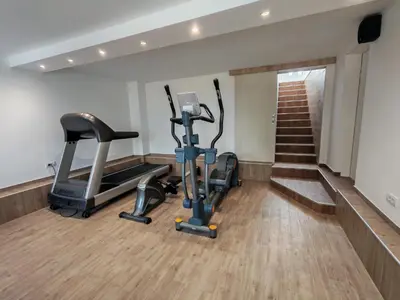 a gym with two treadmills and two ellipticals at LipaHill Luxe in Ripanj