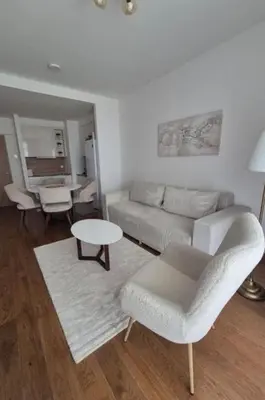 a living room with a couch and a table at Apartment na vodi in Belgrade