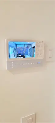a flat screen tv hanging from a ceiling at BW Queen Apartman 412-whit free garage parking in Belgrade