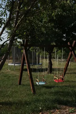 two swings in a park under a tree at Vila Aleksandar in Krčedin