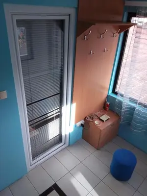 a small room with a desk and a window at Zemun in Belgrade