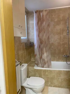 a bathroom with a toilet and a bath tub at Cozy apartment - Downtown in Belgrade