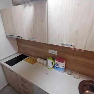 a kitchen with a sink and a counter top at Lela in Belgrade