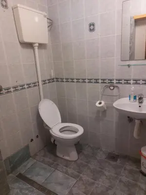 a bathroom with a toilet and a sink at Maja Rooms & Garden in Smederevo