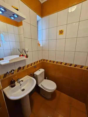 a bathroom with a toilet and a sink at Zora apartment in Belgrade